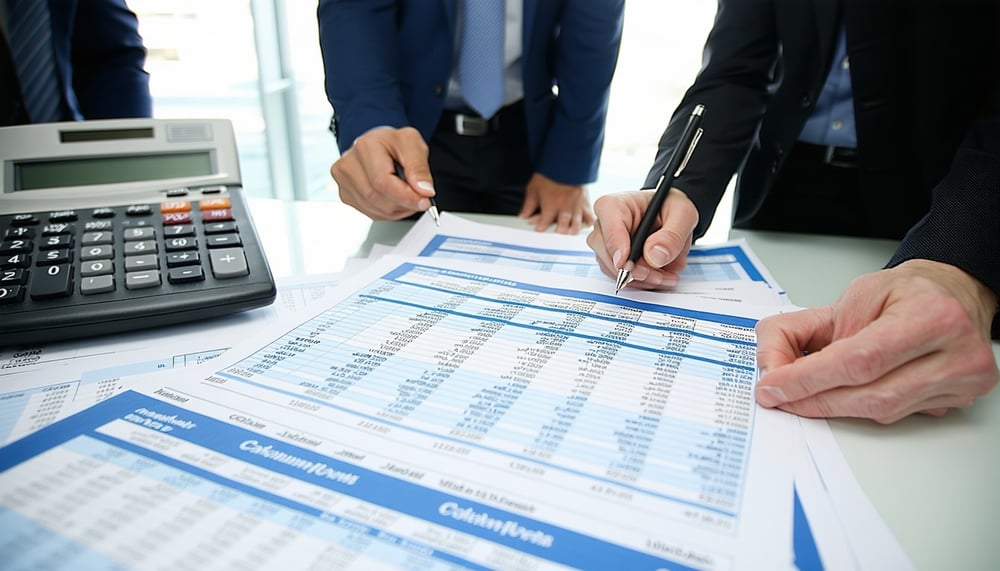 Professional accountants reviewing financial documents