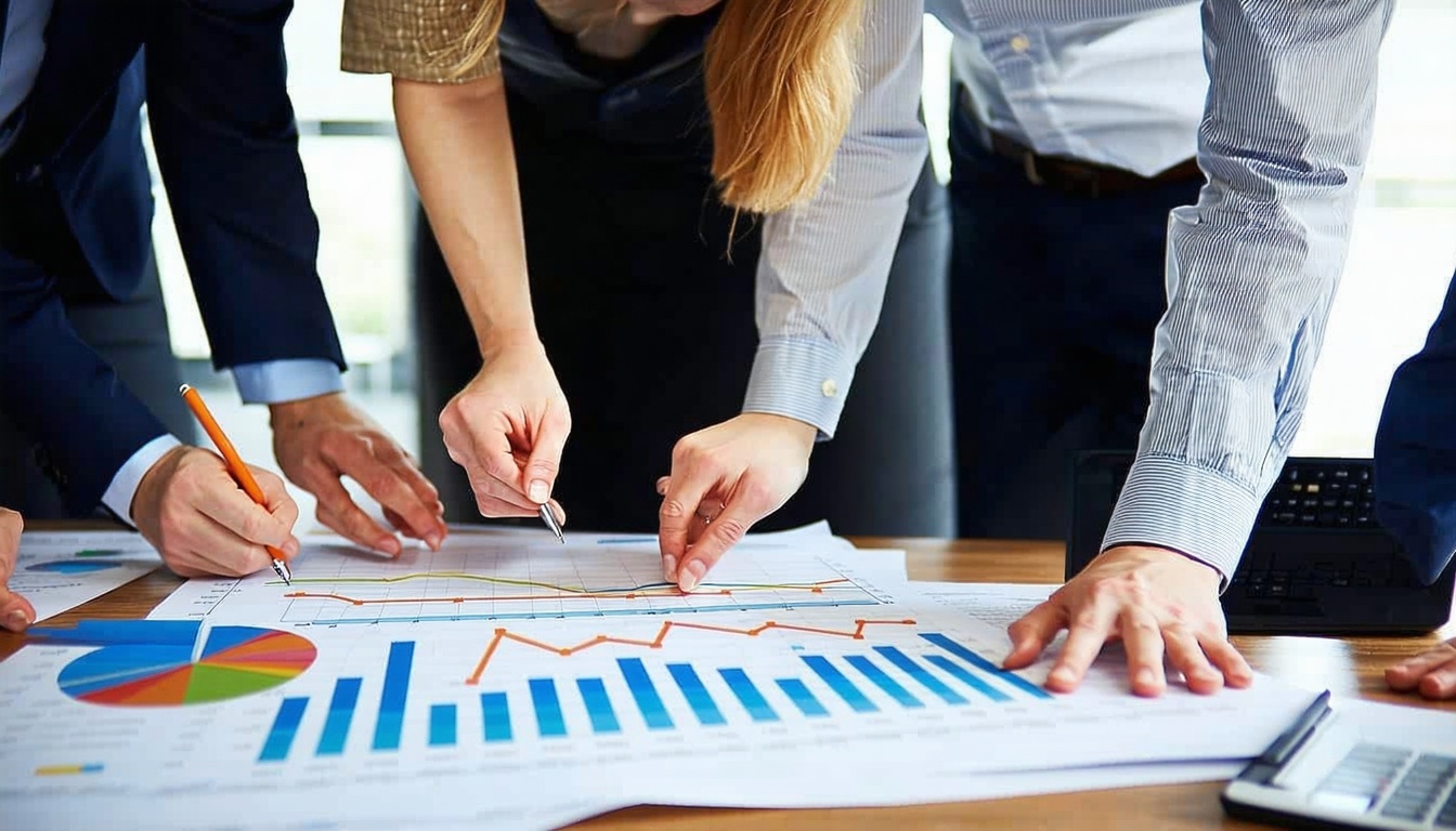 Small business team reviewing growth plans